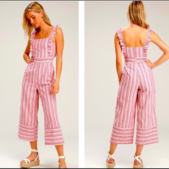 HYFVE Pants - HYFVE striped cropped linen blend jumpsuit!